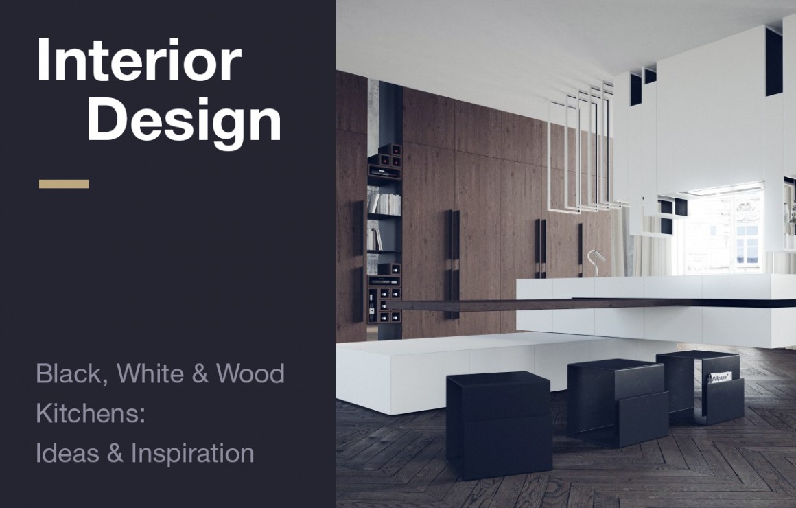 Interior Design: Black, White & Wood  Kitchens:  Ideas & Inspiration